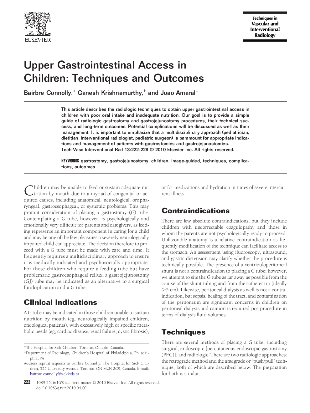 Upper Gastrointestinal Access in Children: Techniques and Outcomes