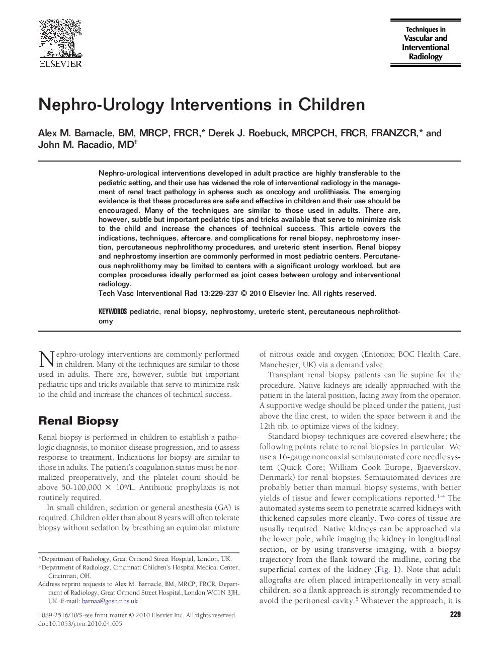 Nephro-Urology Interventions in Children