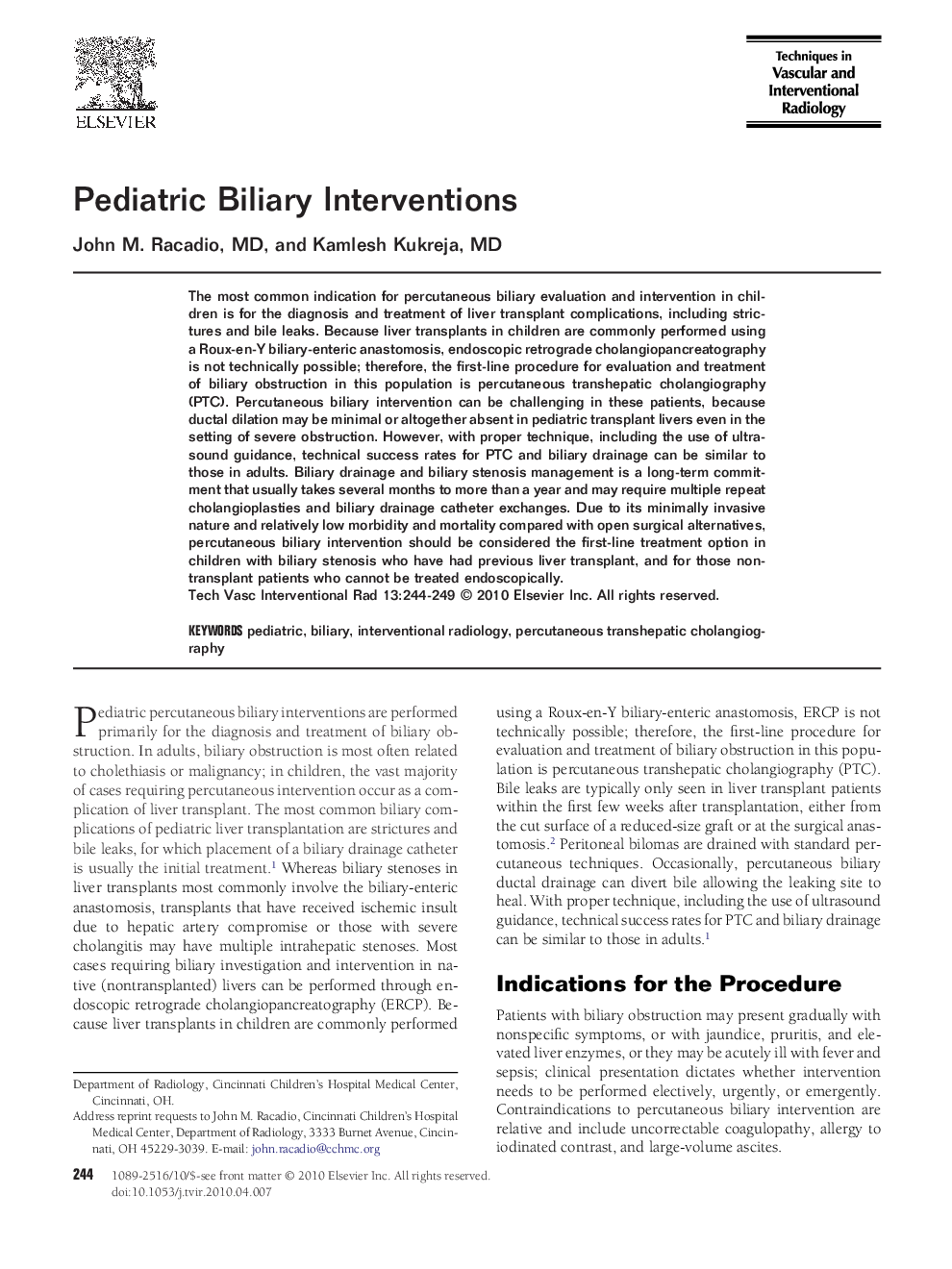 Pediatric Biliary Interventions