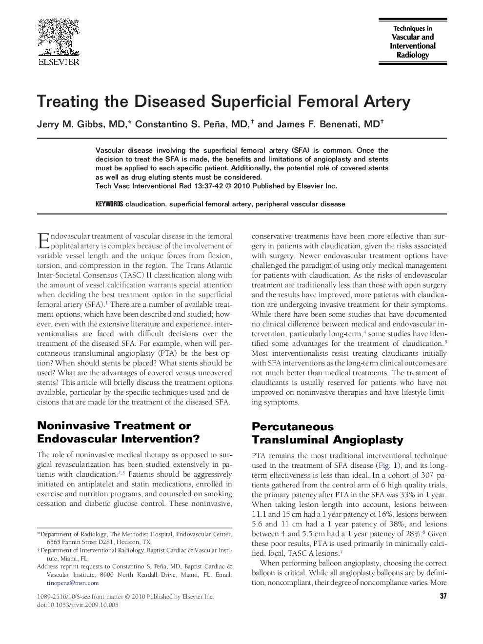 Treating the Diseased Superficial Femoral Artery