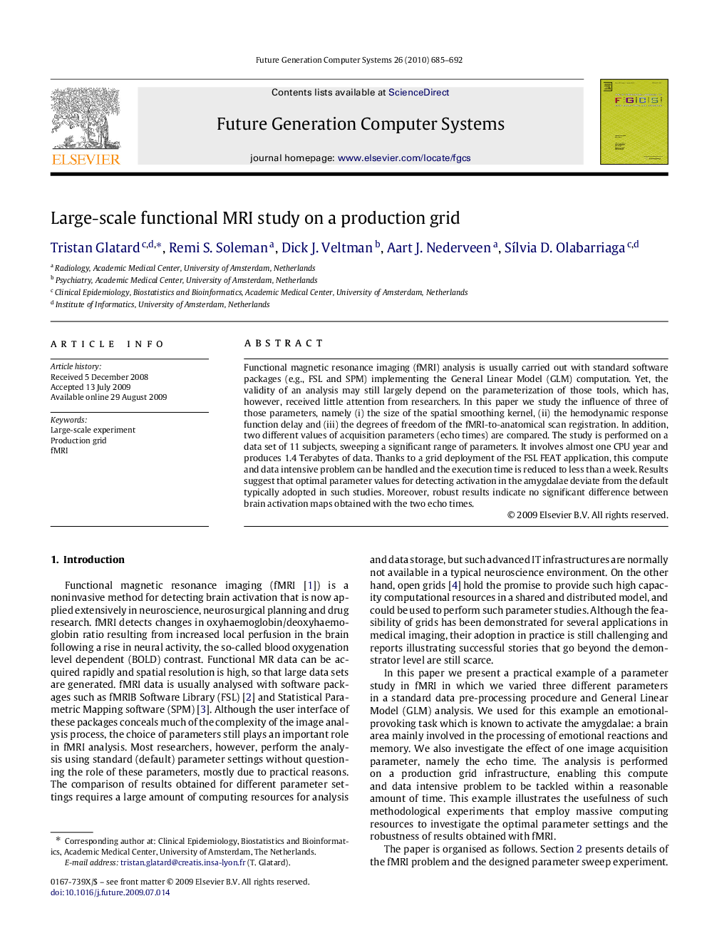 Large-scale functional MRI study on a production grid