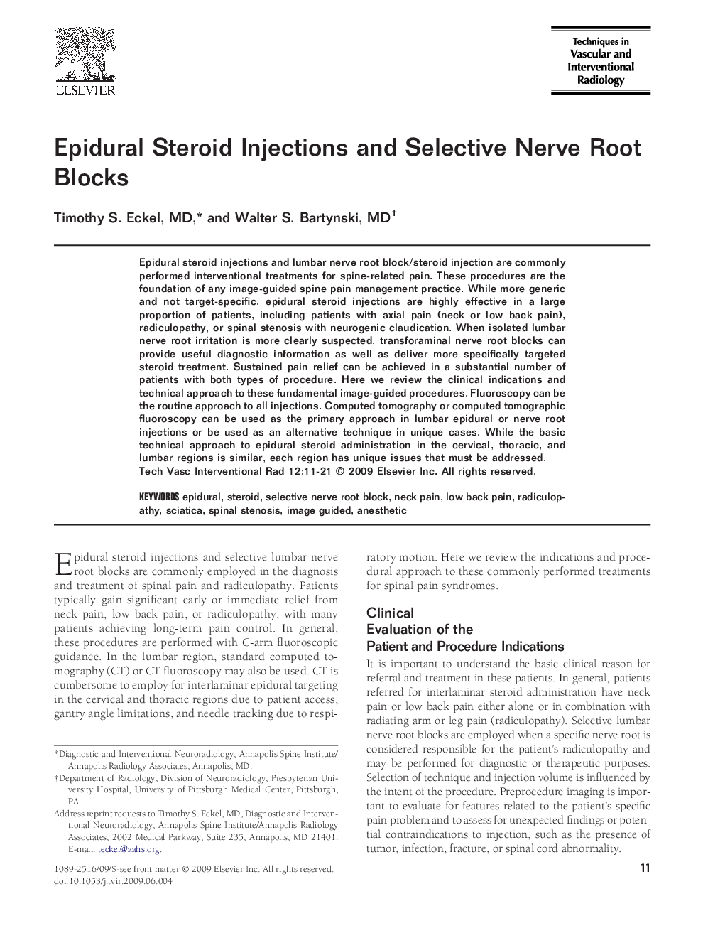 Epidural Steroid Injections and Selective Nerve Root Blocks