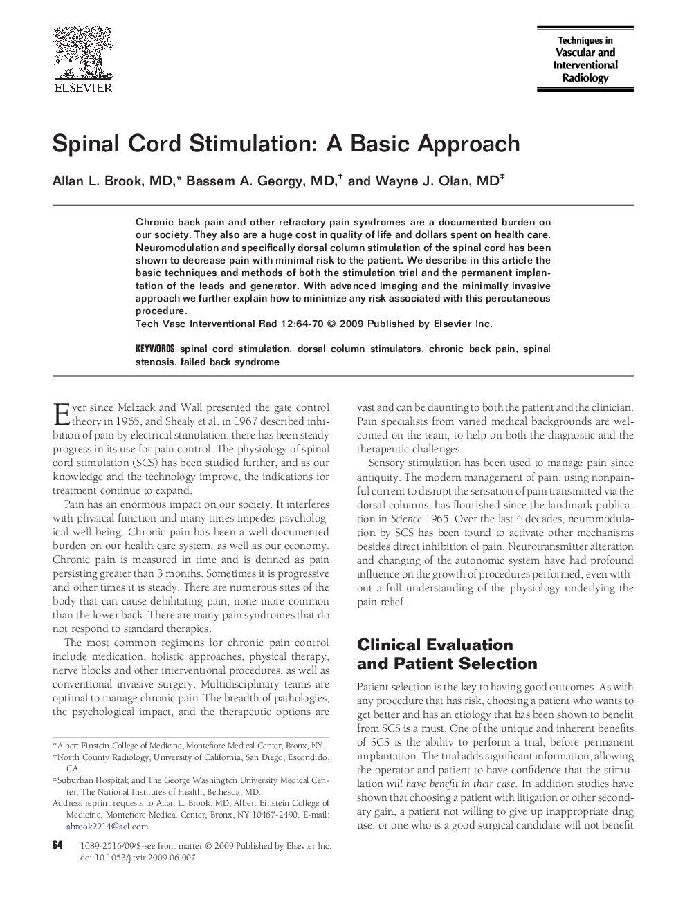 Spinal Cord Stimulation: A Basic Approach