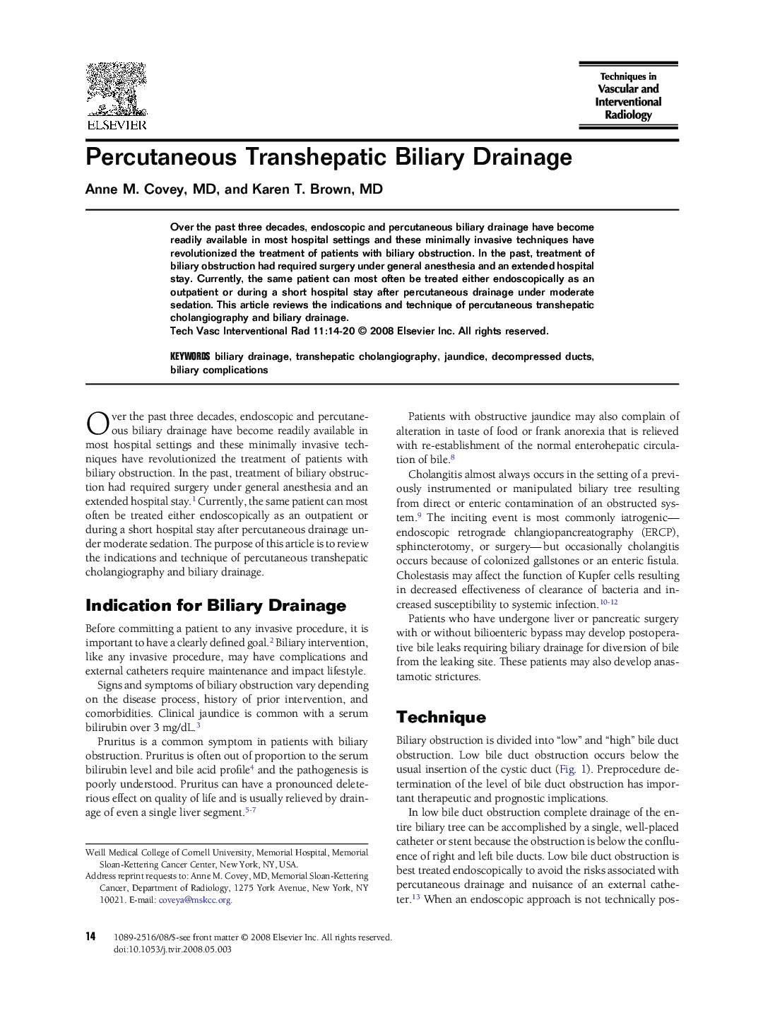 Percutaneous Transhepatic Biliary Drainage