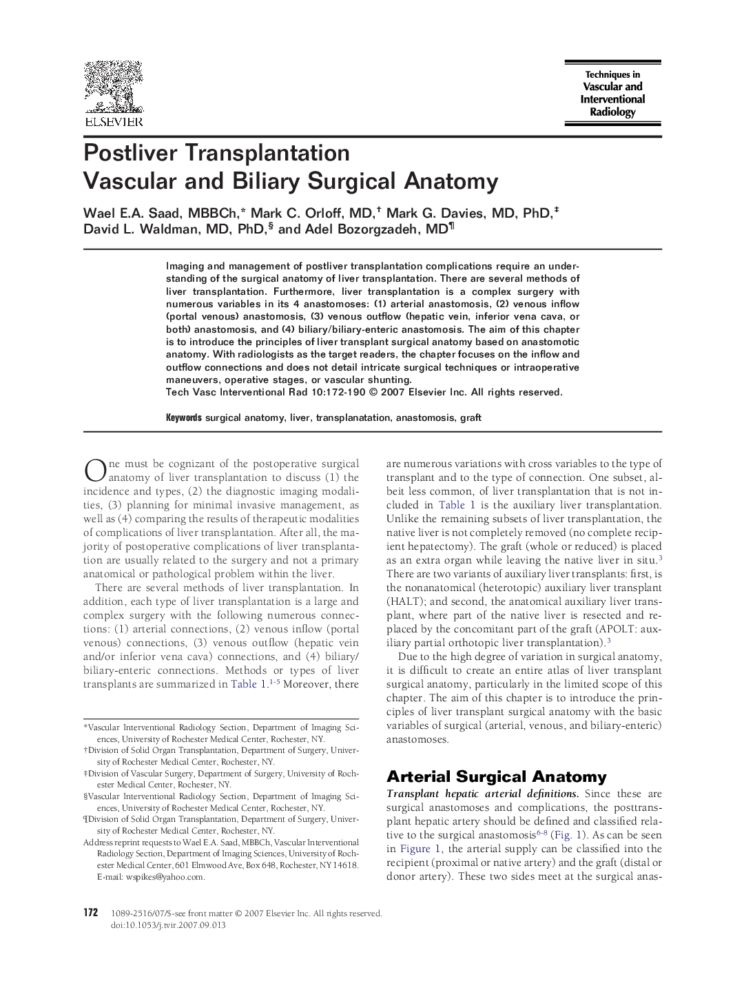 Postliver Transplantation Vascular and Biliary Surgical Anatomy