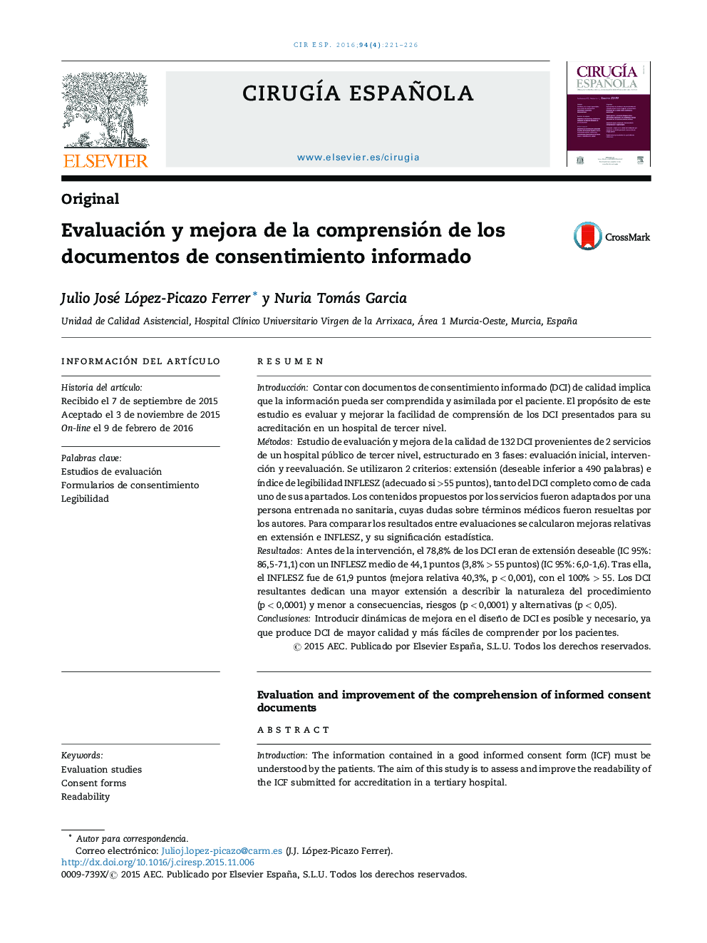 Evaluación y mejora de la comprensión de los documentos de consentimiento informado