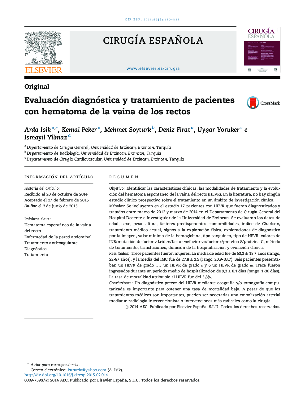 Evaluación diagnóstica y tratamiento de pacientes con hematoma de la vaina de los rectos