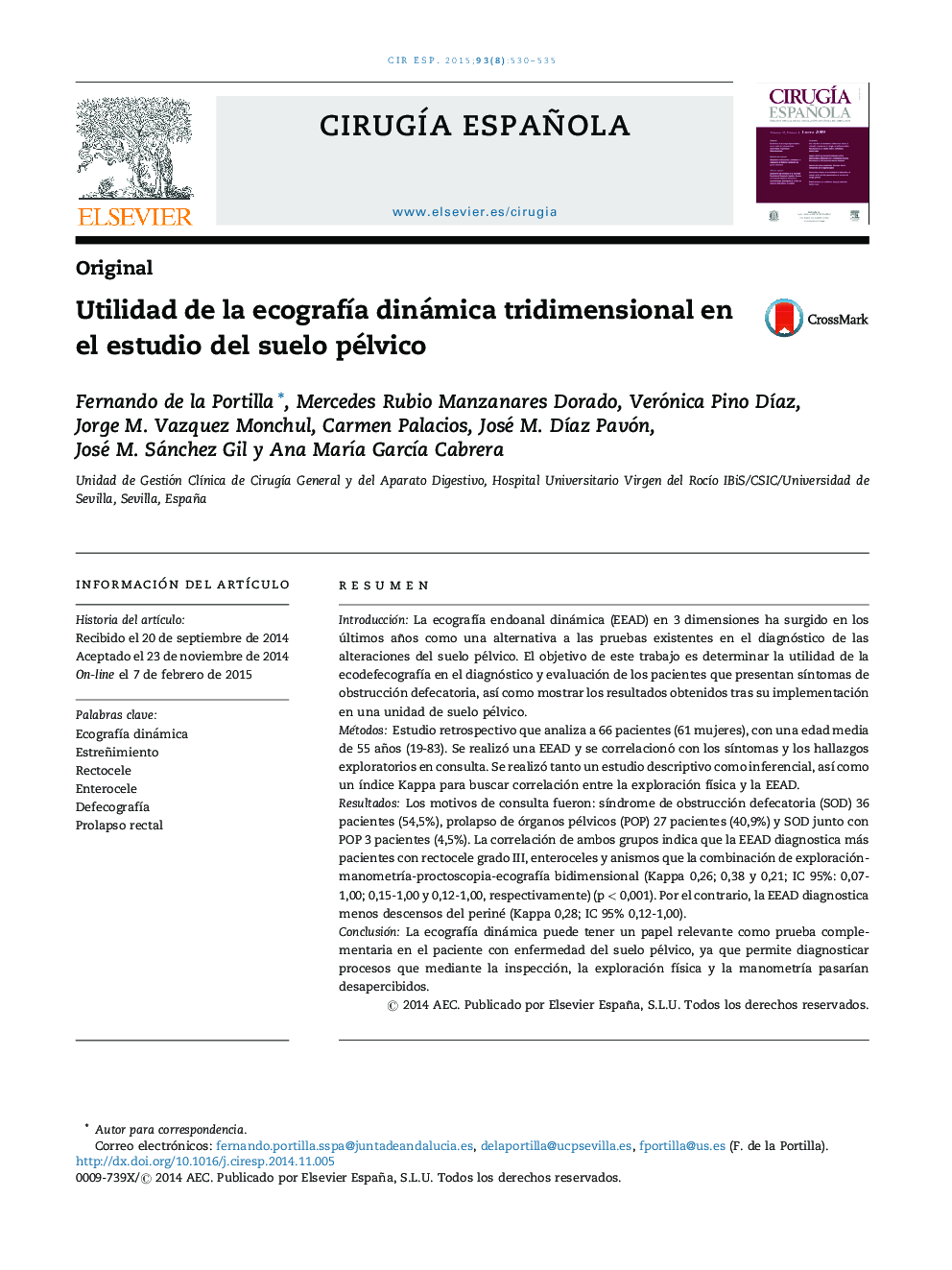 Utilidad de la ecografÃ­a dinámica tridimensional en el estudio del suelo pélvico