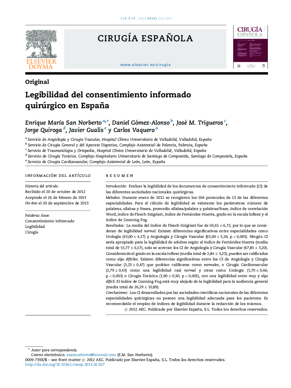 Legibilidad del consentimiento informado quirúrgico en España