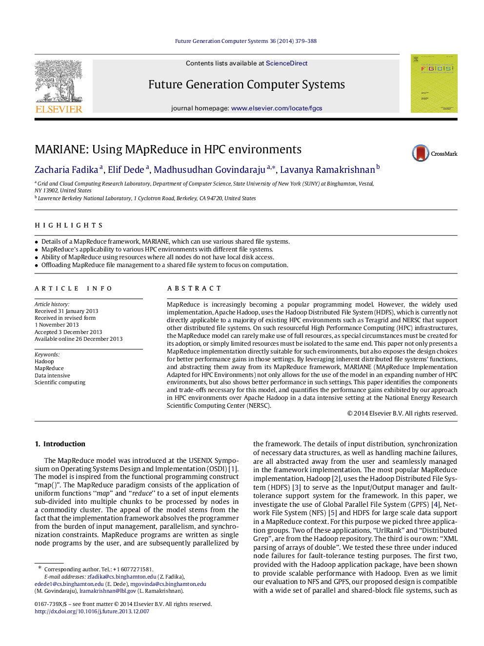 MARIANE: Using MApReduce in HPC environments