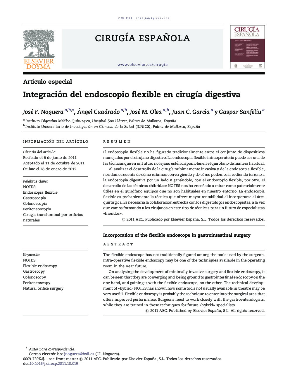 Integración del endoscopio flexible en cirugÃ­a digestiva