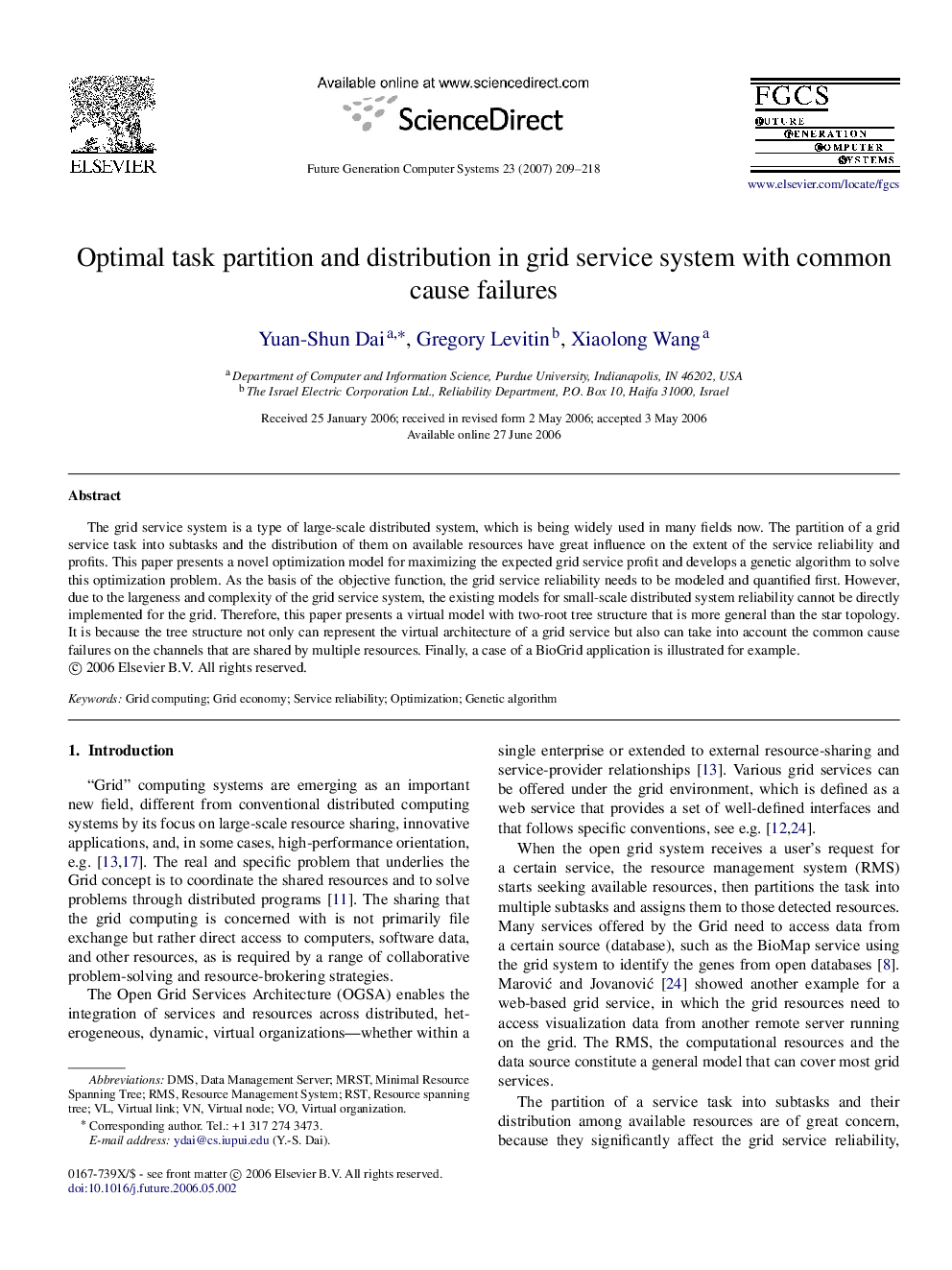 Optimal task partition and distribution in grid service system with common cause failures