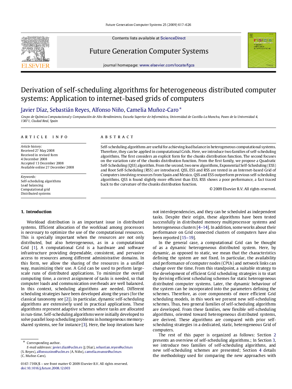 Derivation of self-scheduling algorithms for heterogeneous distributed computer systems: Application to internet-based grids of computers