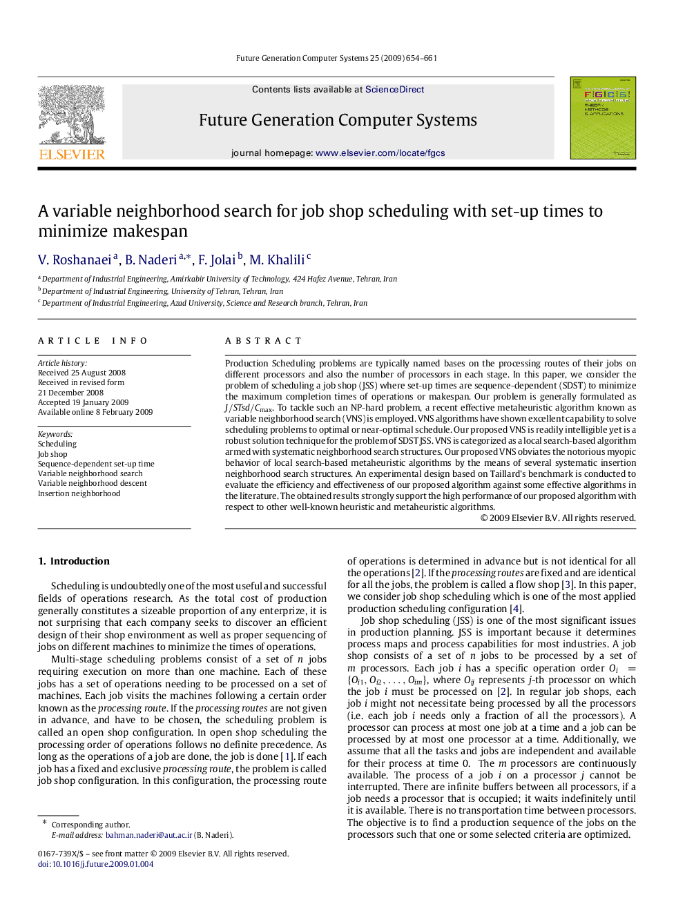 A variable neighborhood search for job shop scheduling with set-up times to minimize makespan