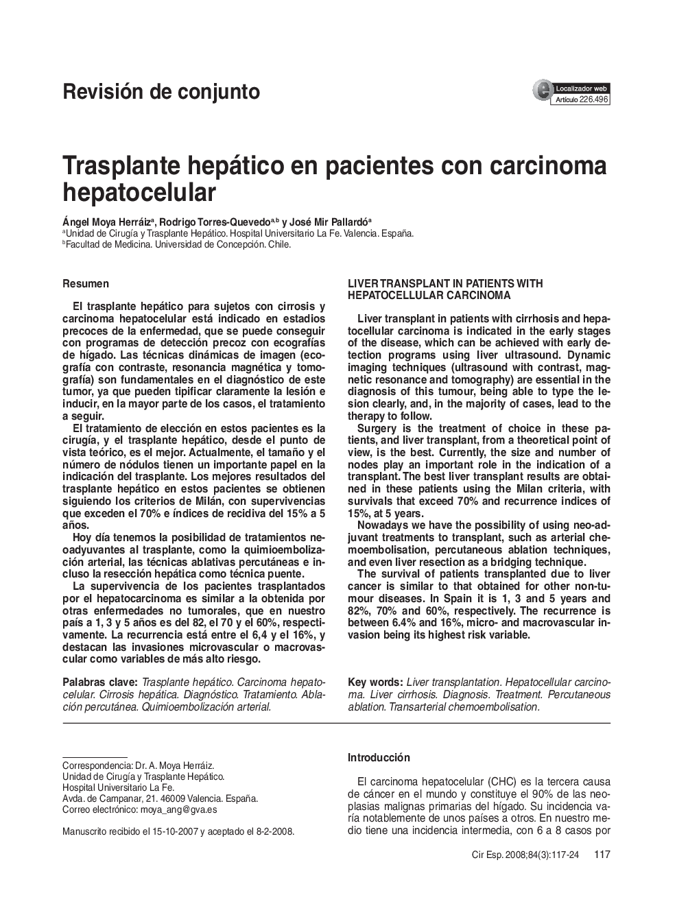 Trasplante hepático en pacientes con carcinoma hepatocelular