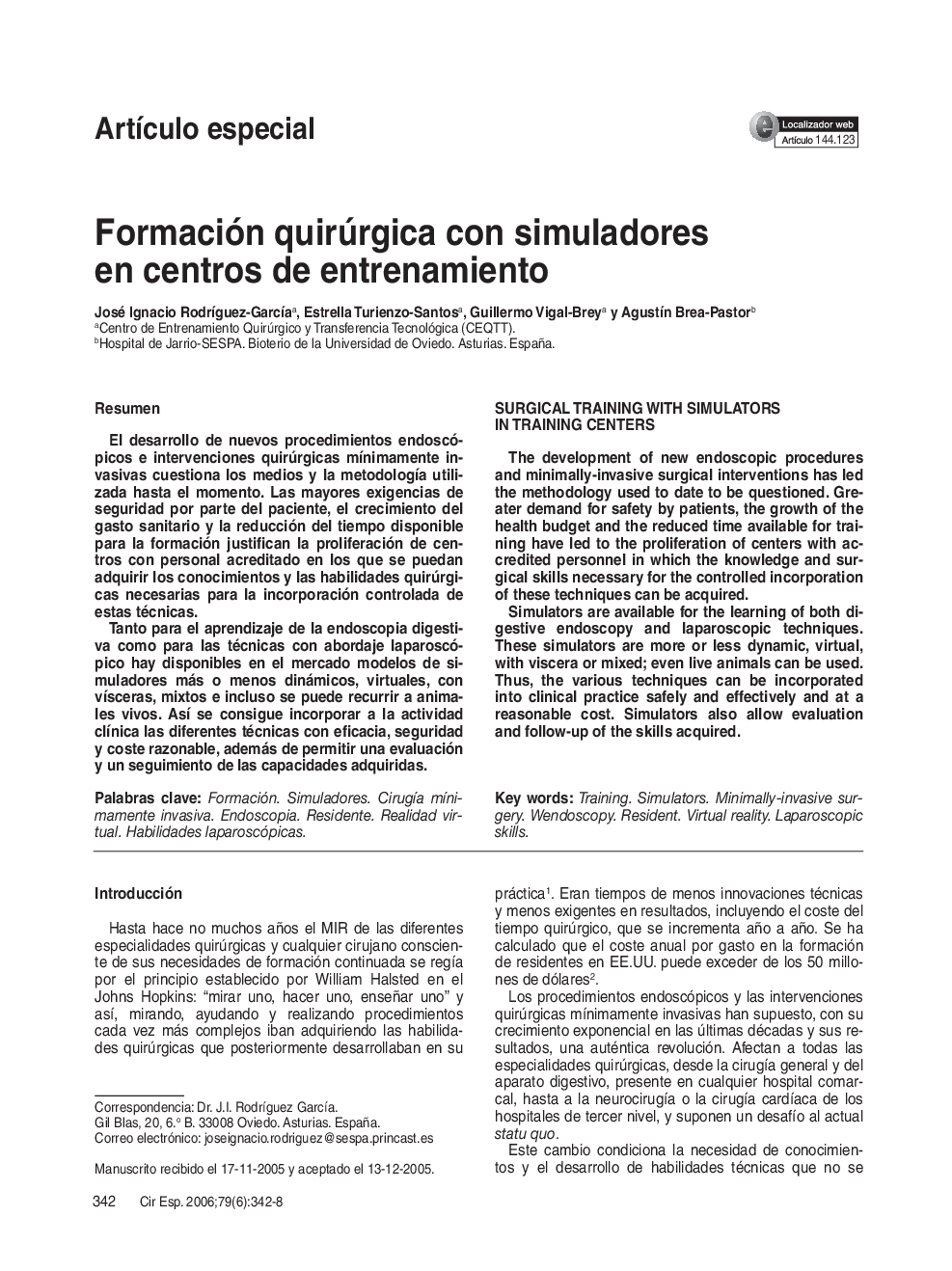 Formación quirúrgica con simuladores en centros de entrenamiento