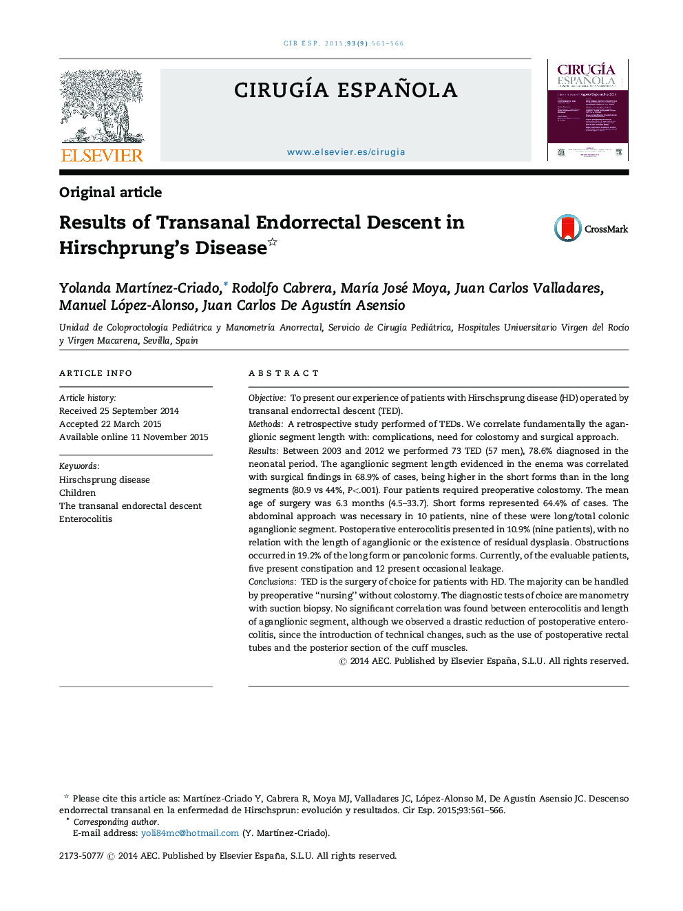 نتایج زایمان آندورکتال ترانزال در بیماری هیرشپرونگ 