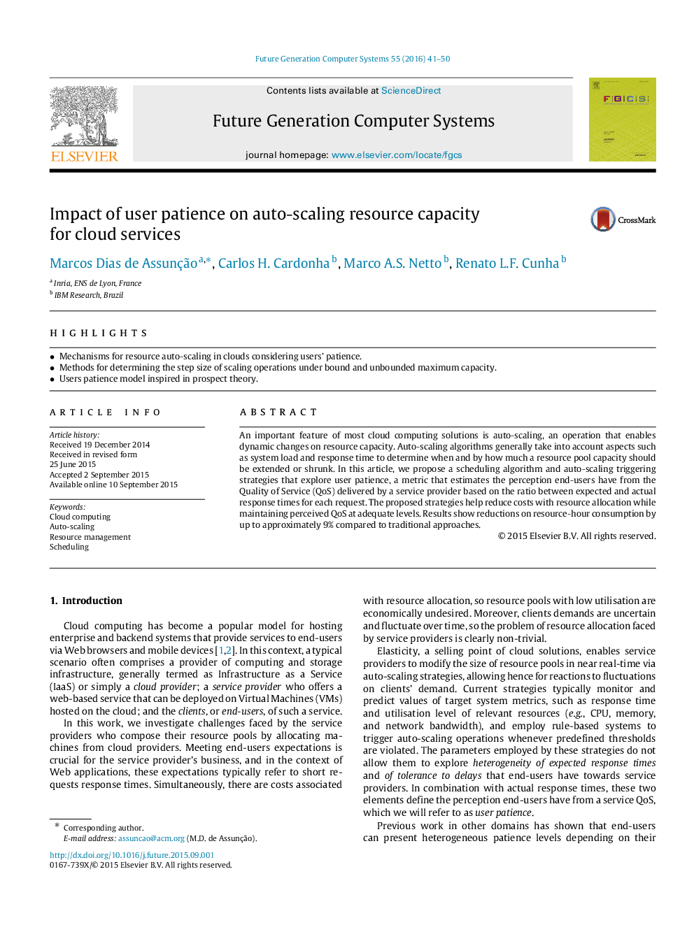 Impact of user patience on auto-scaling resource capacity for cloud services