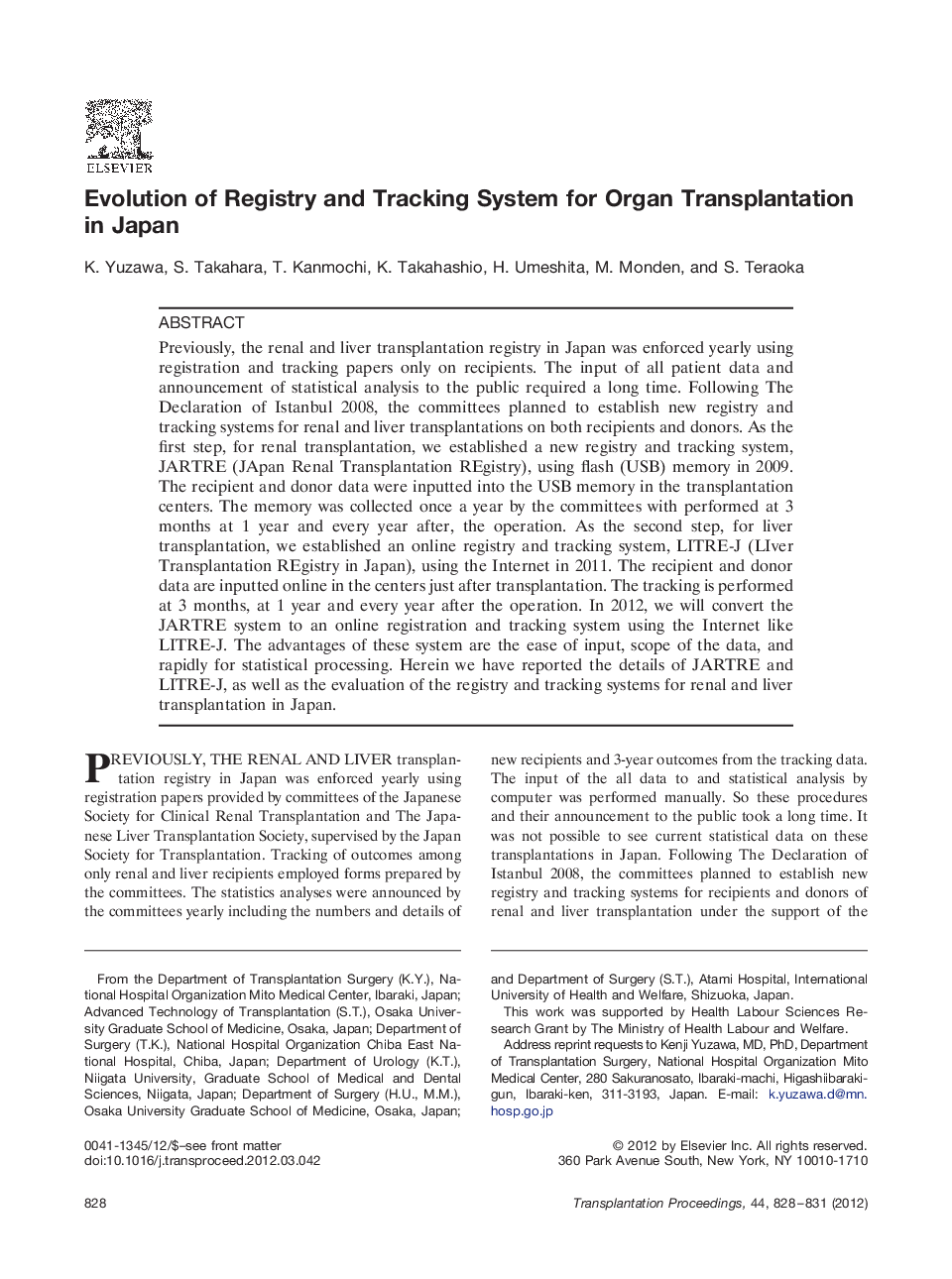 Evolution of Registry and Tracking System for Organ Transplantation in Japan 