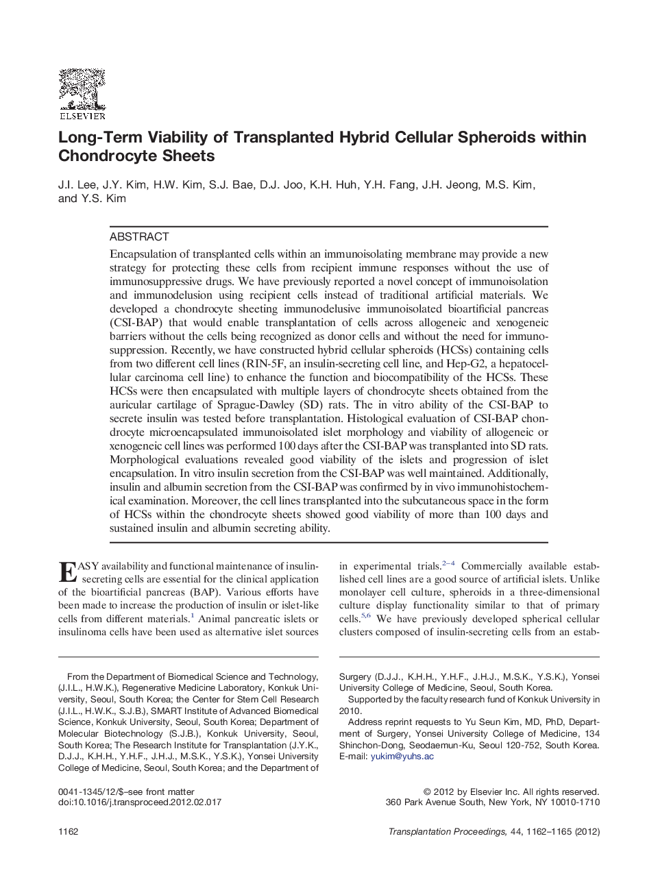 Long-Term Viability of Transplanted Hybrid Cellular Spheroids within Chondrocyte Sheets 