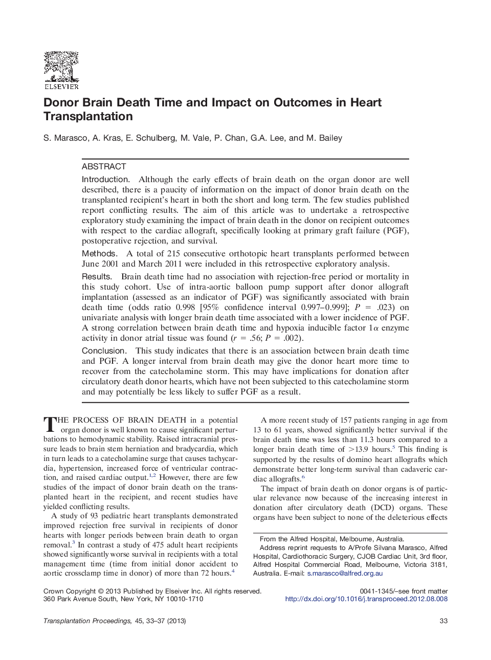 Donor Brain Death Time and Impact on Outcomes in Heart Transplantation