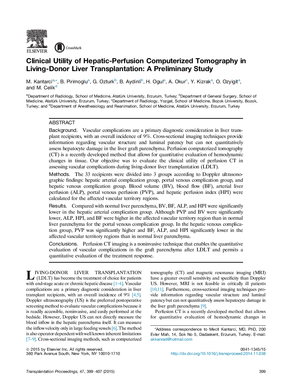 Clinical Utility of Hepatic-Perfusion Computerized Tomography in Living-Donor Liver Transplantation: A Preliminary Study