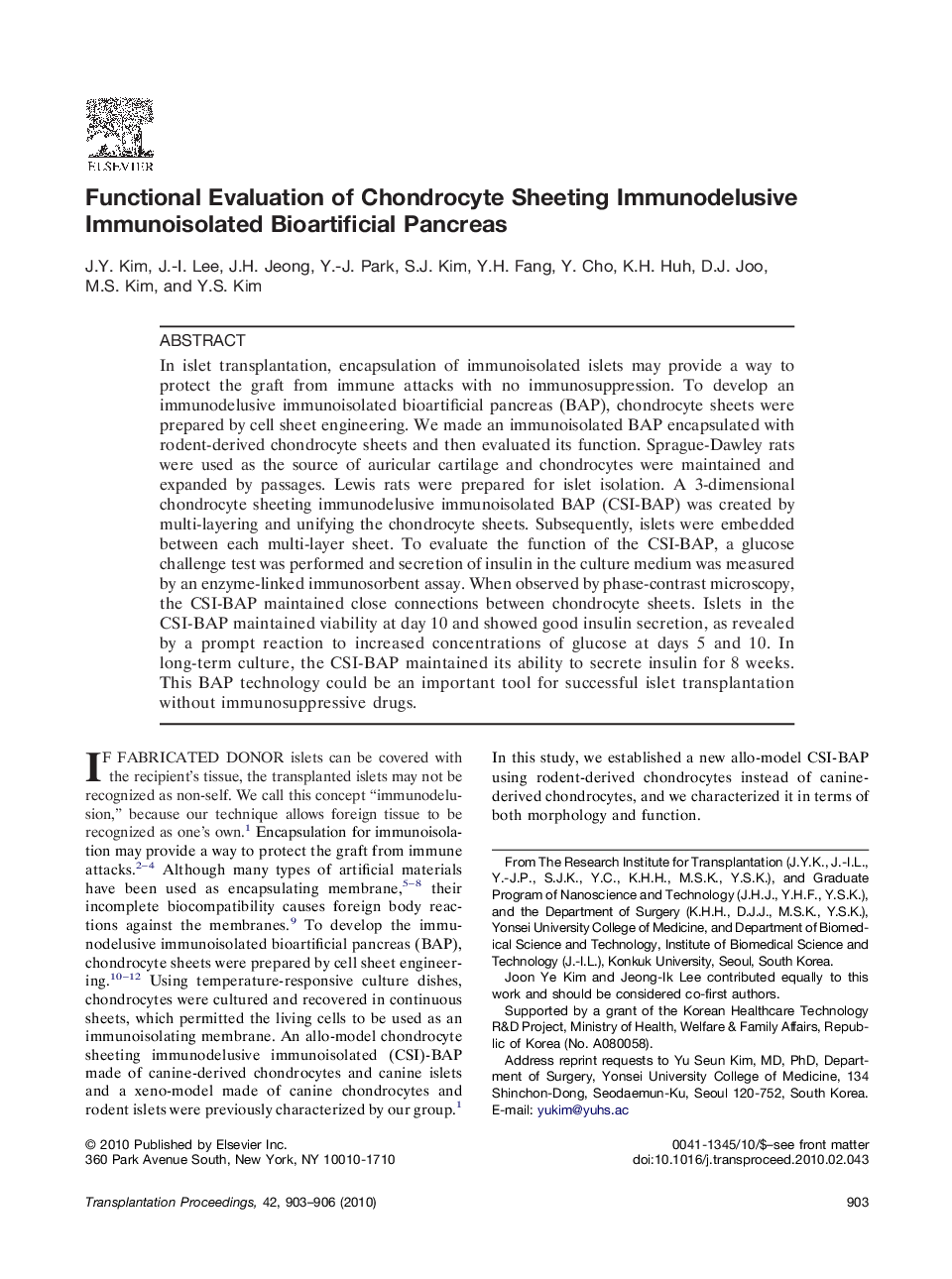 Functional Evaluation of Chondrocyte Sheeting Immunodelusive Immunoisolated Bioartificial Pancreas 