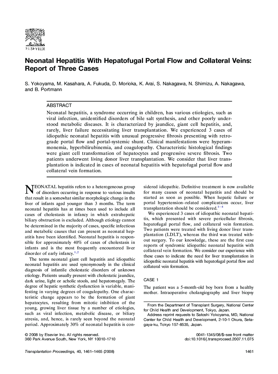 Neonatal Hepatitis With Hepatofugal Portal Flow and Collateral Veins: Report of Three Cases