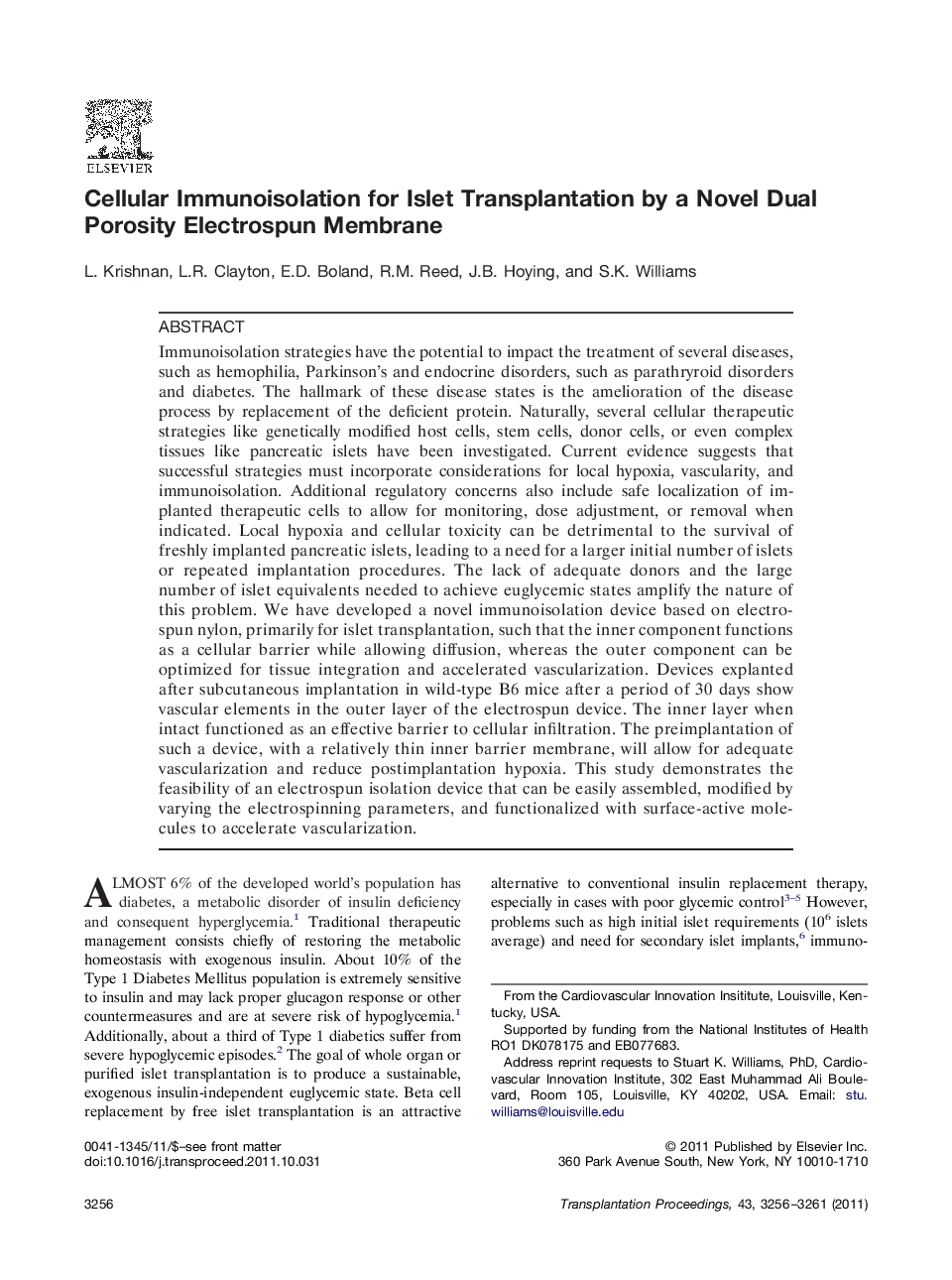 Cellular Immunoisolation for Islet Transplantation by a Novel Dual Porosity Electrospun Membrane 