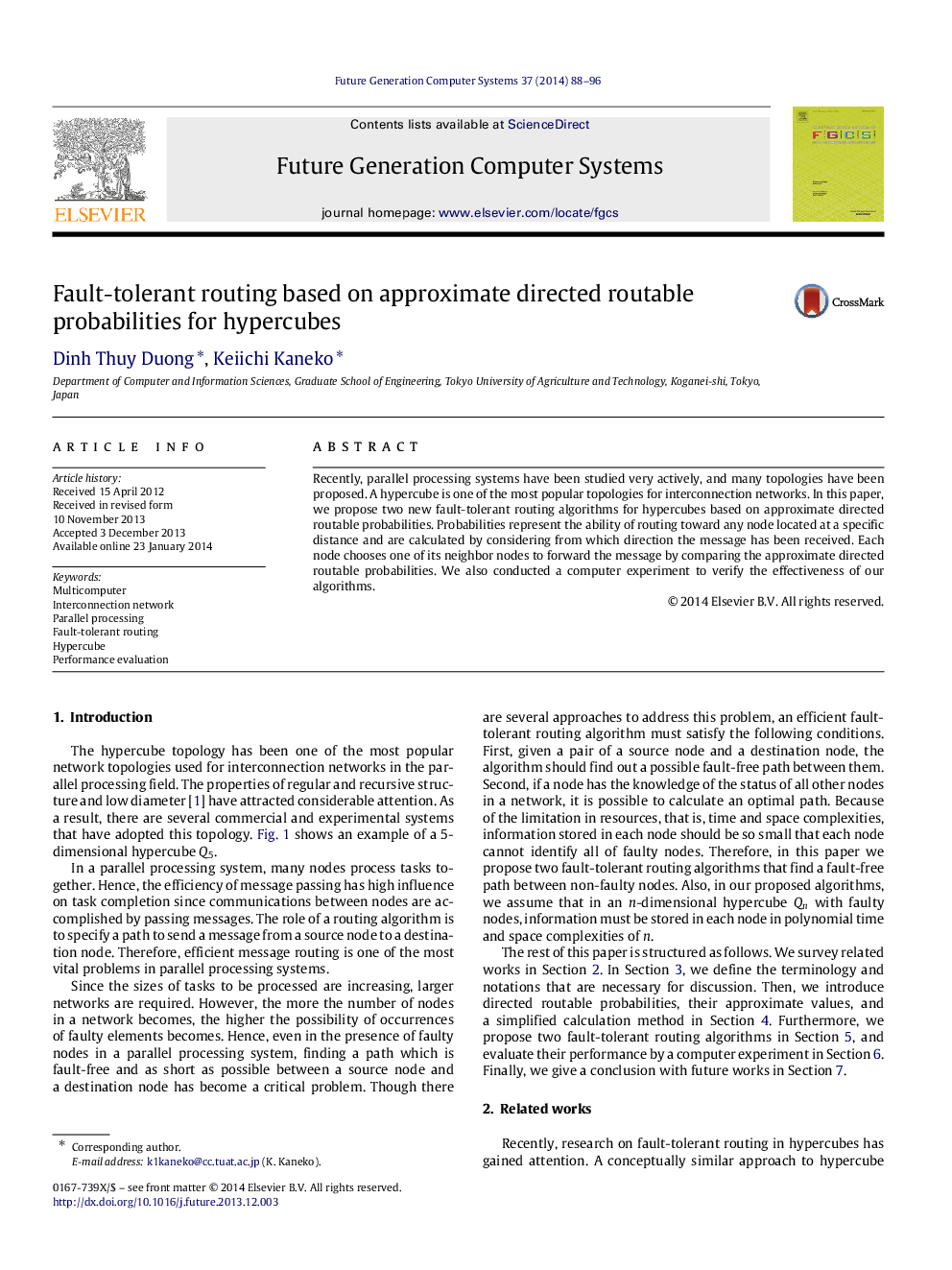 Fault-tolerant routing based on approximate directed routable probabilities for hypercubes