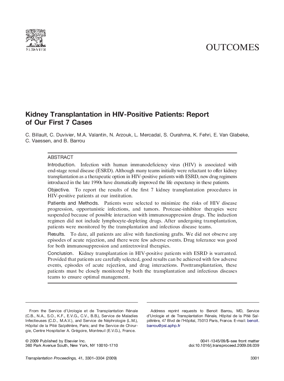 Kidney Transplantation in HIV-Positive Patients: Report of Our First 7 Cases