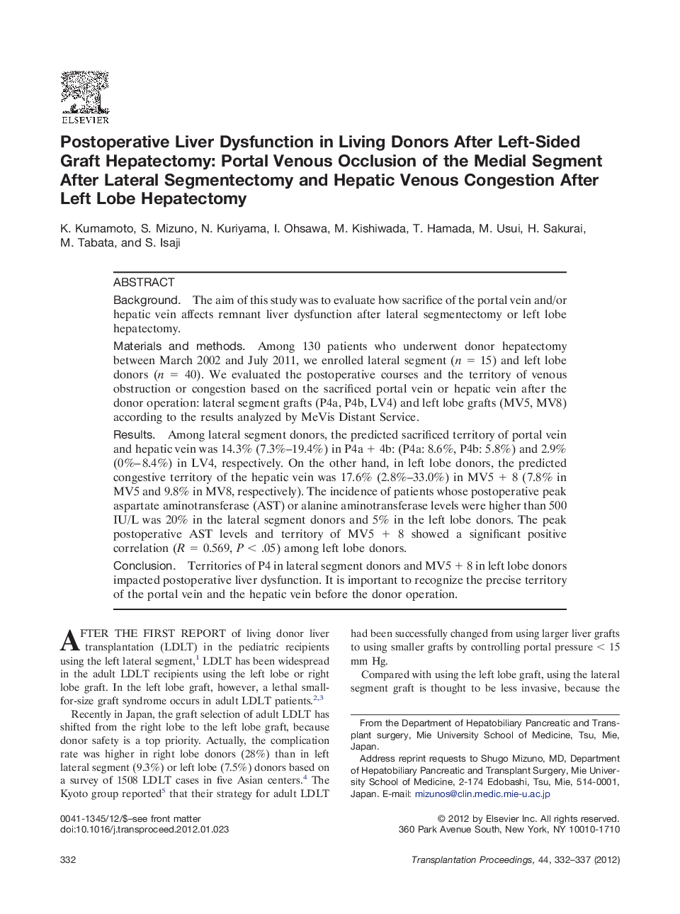 Postoperative Liver Dysfunction in Living Donors After Left-Sided Graft Hepatectomy: Portal Venous Occlusion of the Medial Segment After Lateral Segmentectomy and Hepatic Venous Congestion After Left Lobe Hepatectomy