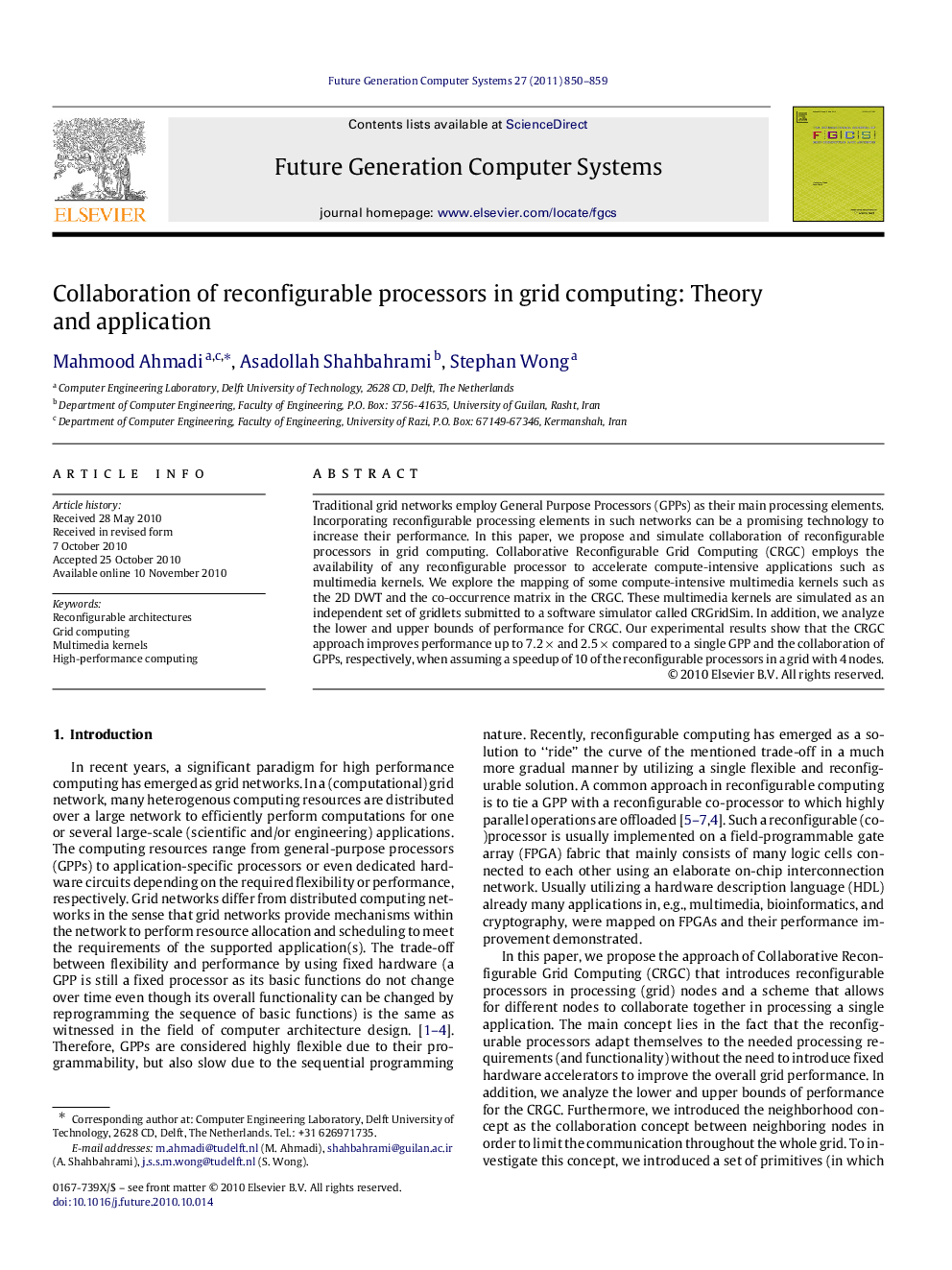 Collaboration of reconfigurable processors in grid computing: Theory and application