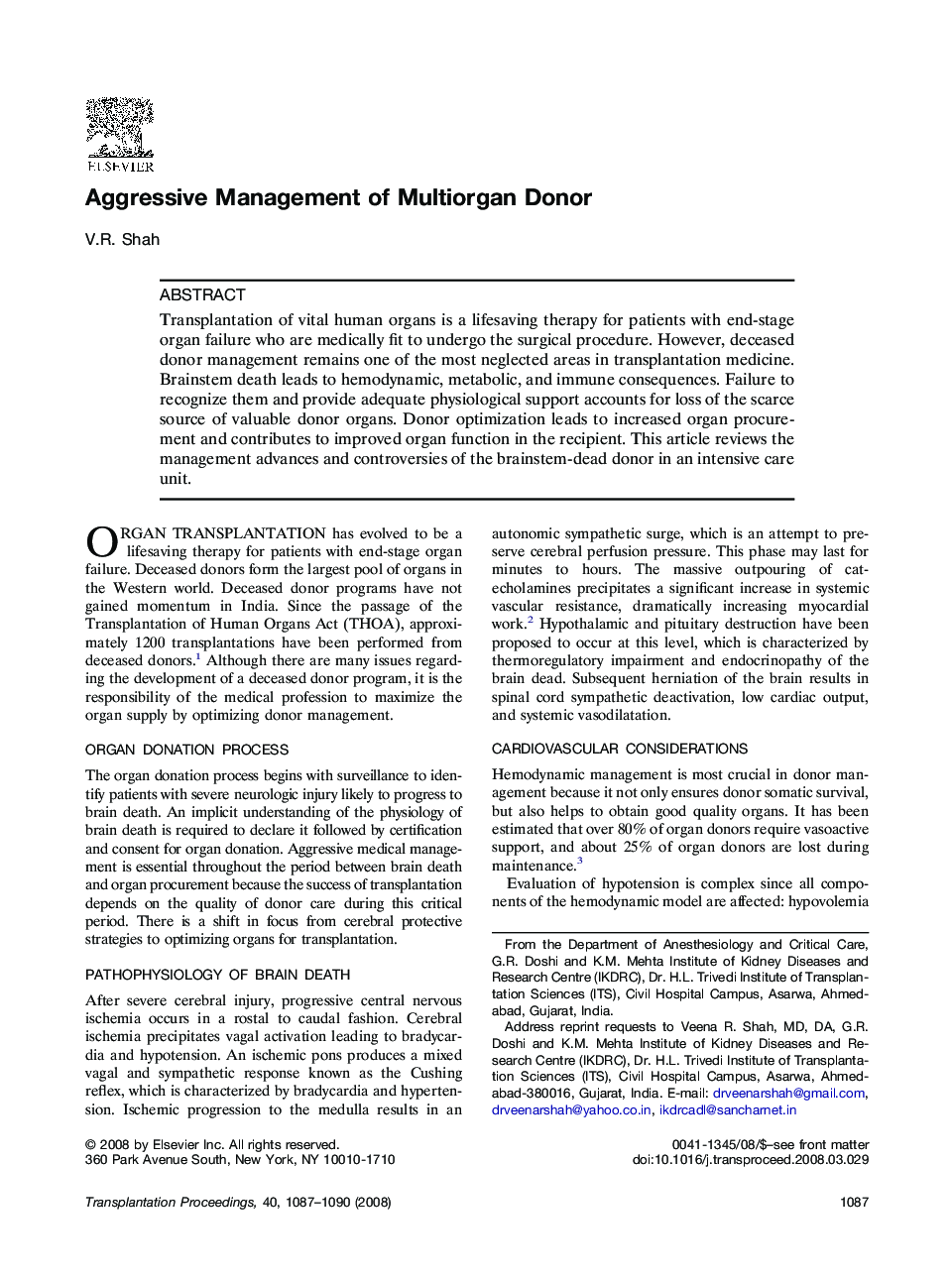 Aggressive Management of Multiorgan Donor