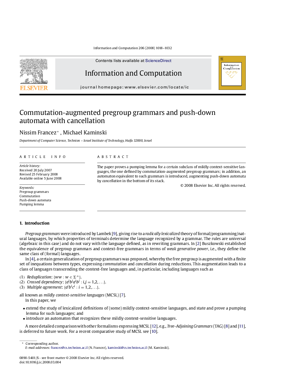 Commutation-augmented pregroup grammars and push-down automata with cancellation