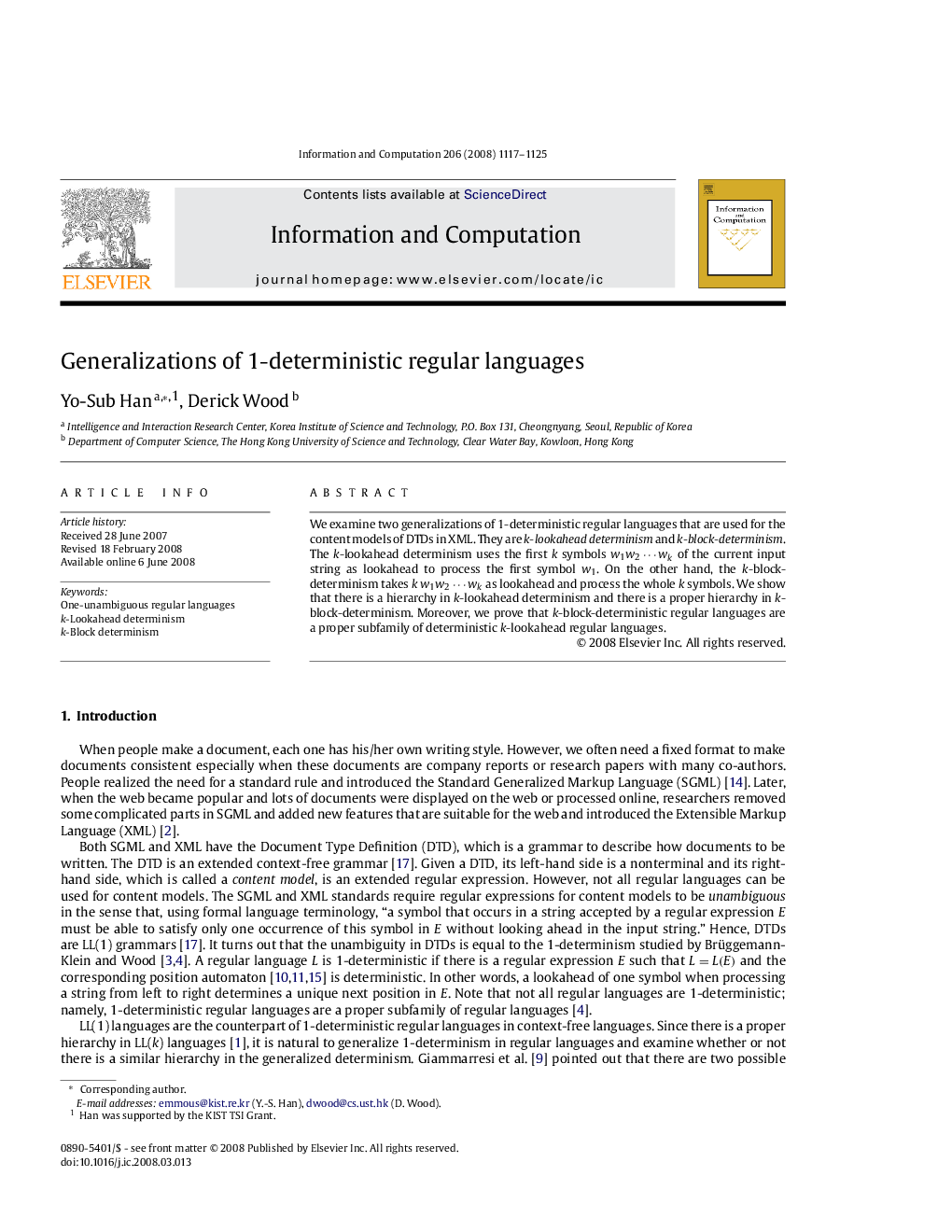 Generalizations of 1-deterministic regular languages