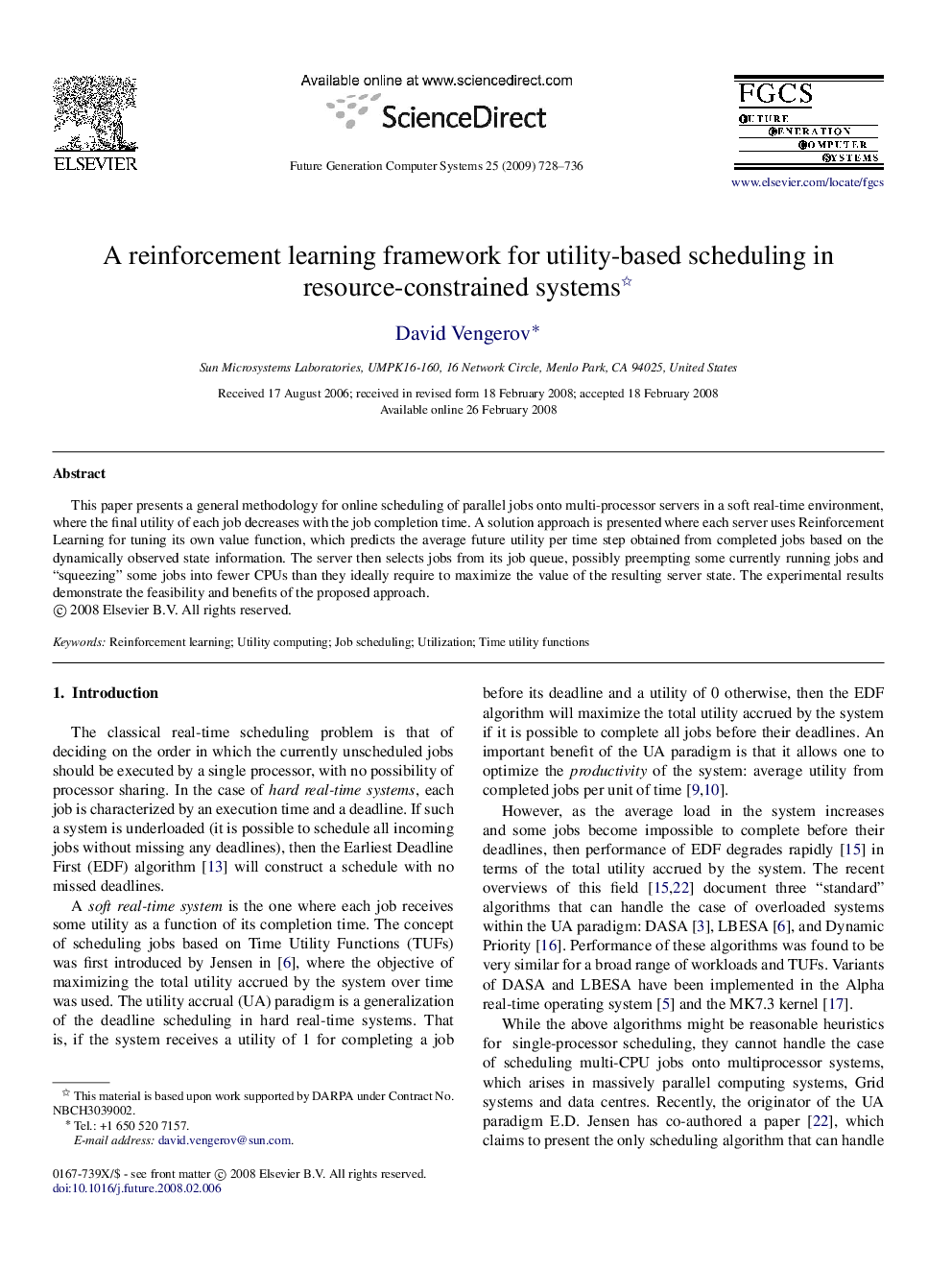 A reinforcement learning framework for utility-based scheduling in resource-constrained systems 