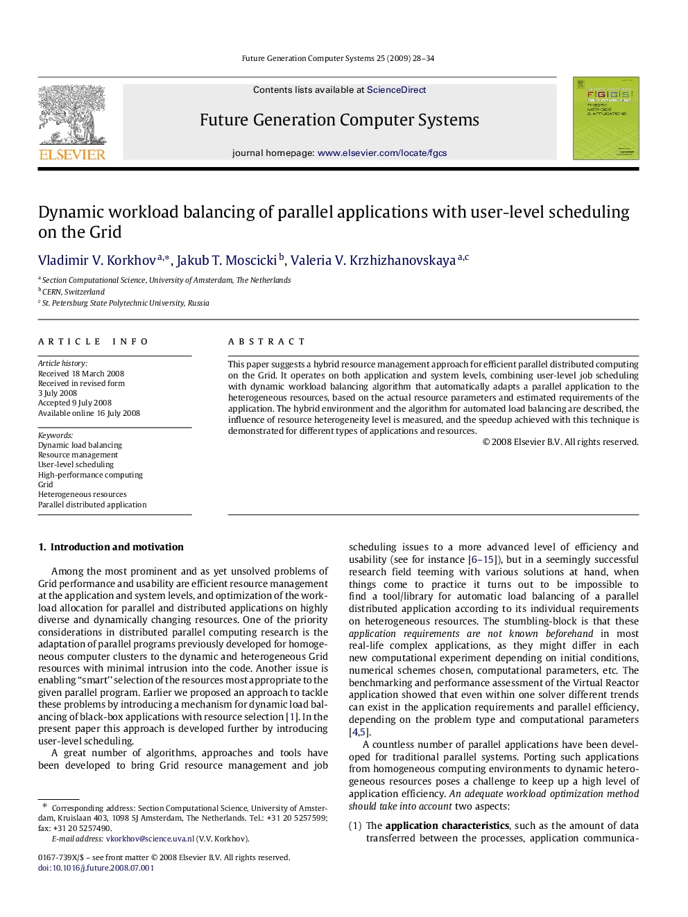 Dynamic workload balancing of parallel applications with user-level scheduling on the Grid