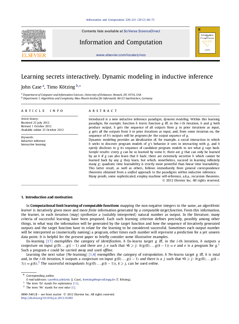 Learning secrets interactively. Dynamic modeling in inductive inference