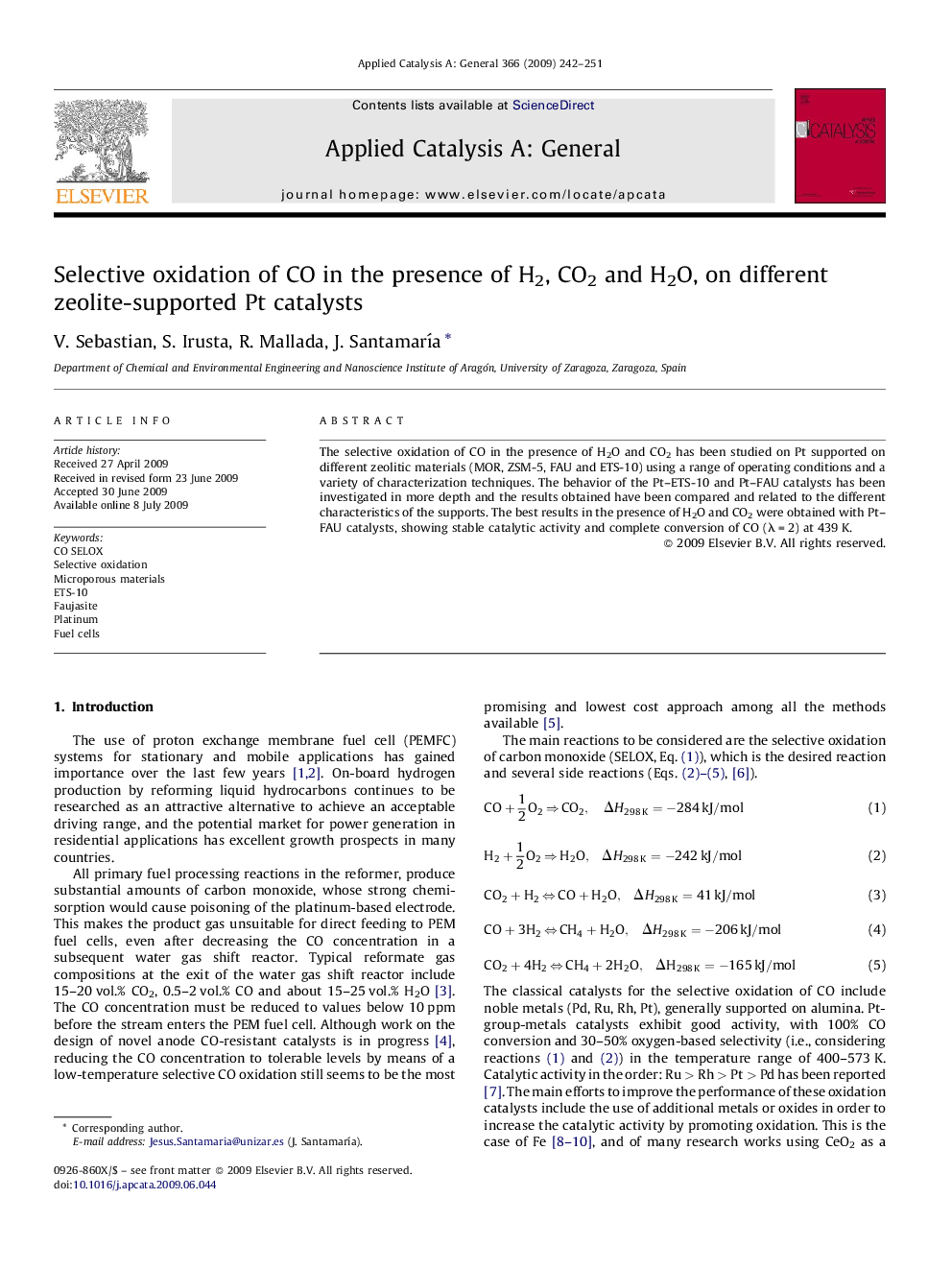 Selective oxidation of CO in the presence of H2, CO2 and H2O, on different zeolite-supported Pt catalysts