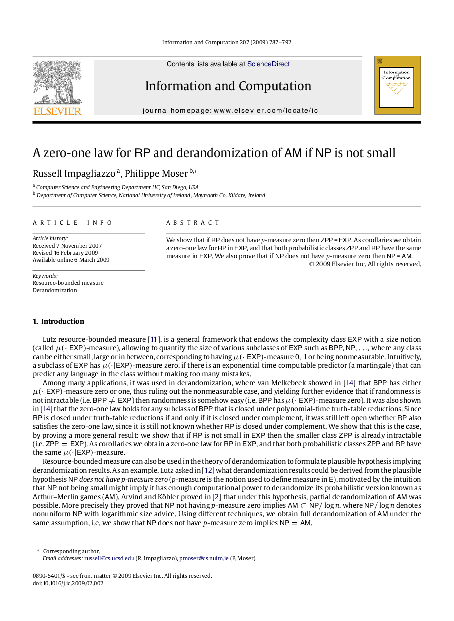 A zero-one law for RP and derandomization of AM if NP is not small