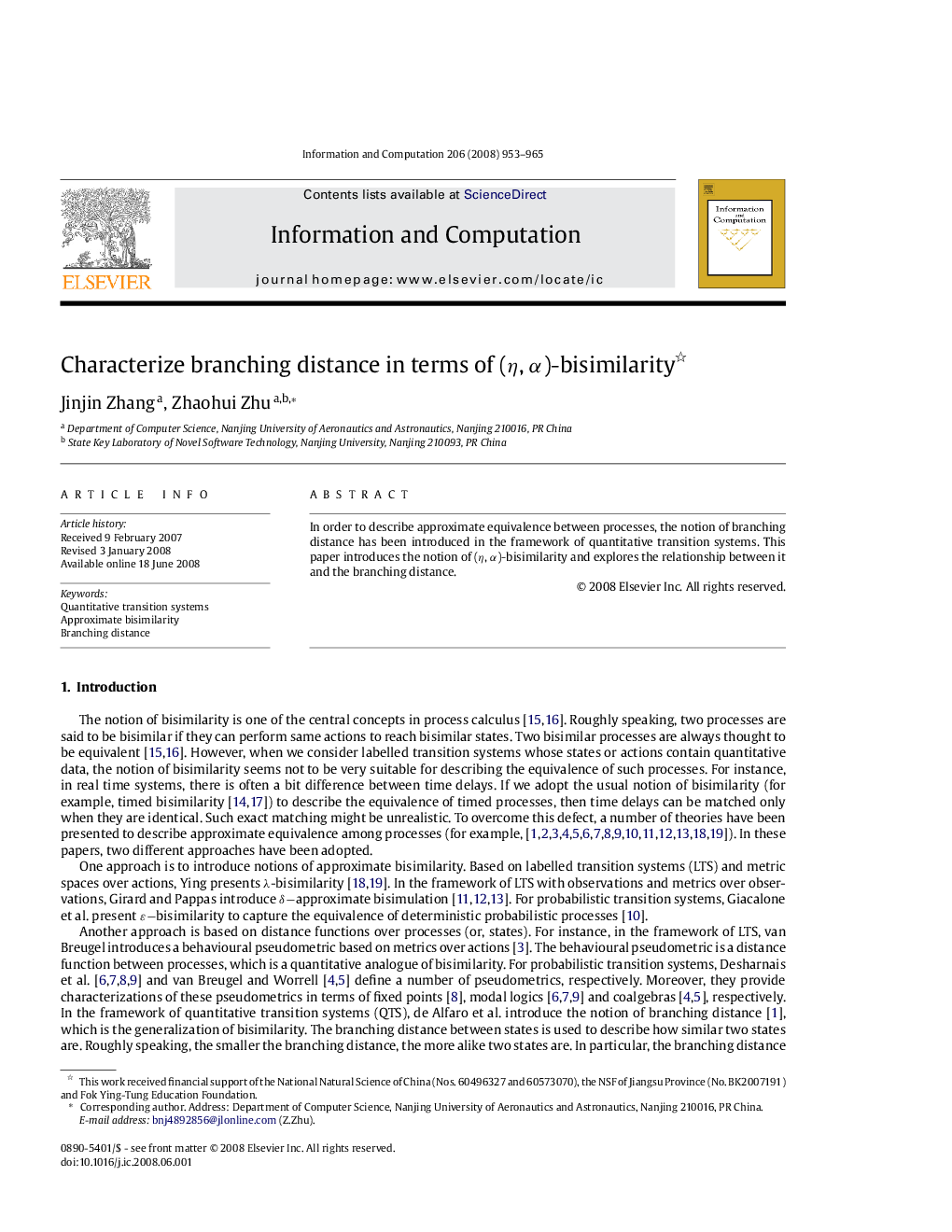 Characterize branching distance in terms of (η, α)-bisimilarity 