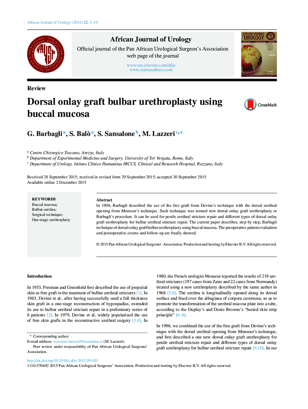 Dorsal onlay graft bulbar urethroplasty using buccal mucosa 