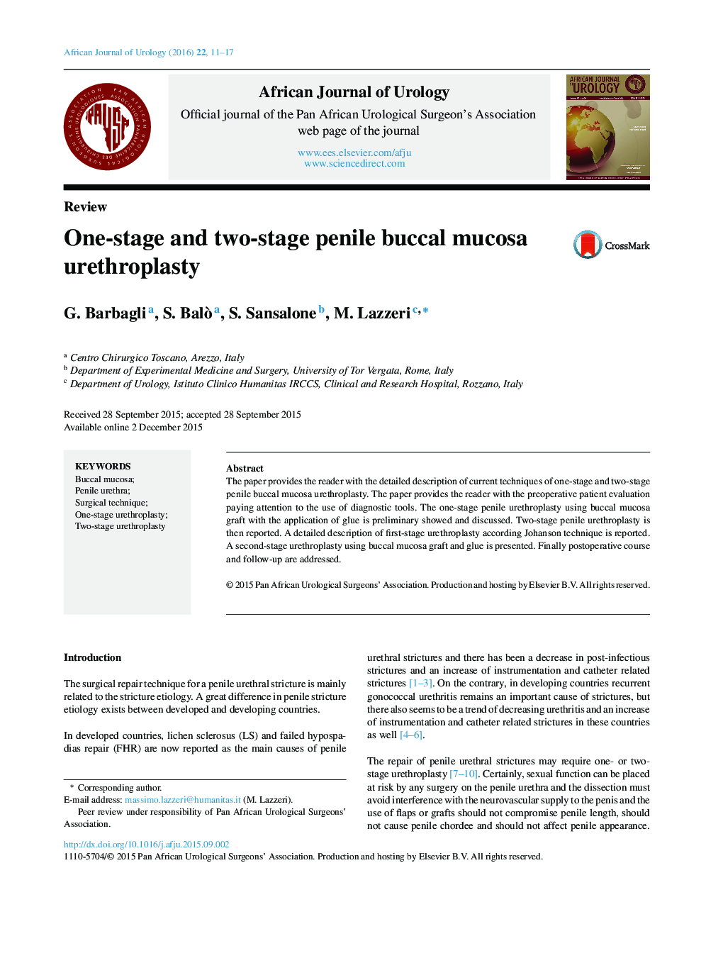 One-stage and two-stage penile buccal mucosa urethroplasty 