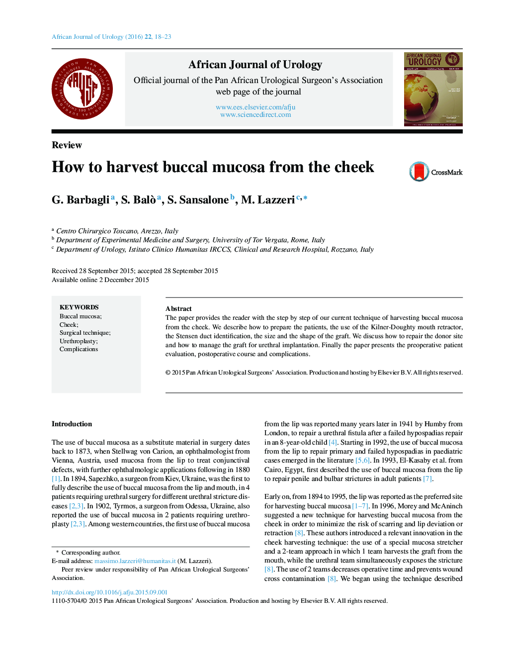 How to harvest buccal mucosa from the cheek 