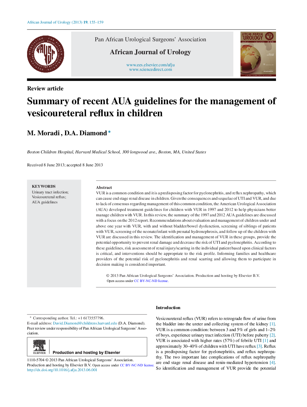 عکس صفحه اول مقاله: Summary of recent AUA guidelines for the management of vesicoureteral reflux in children Summary of recent AUA guidelines for the management of vesicoureteral reflux in children