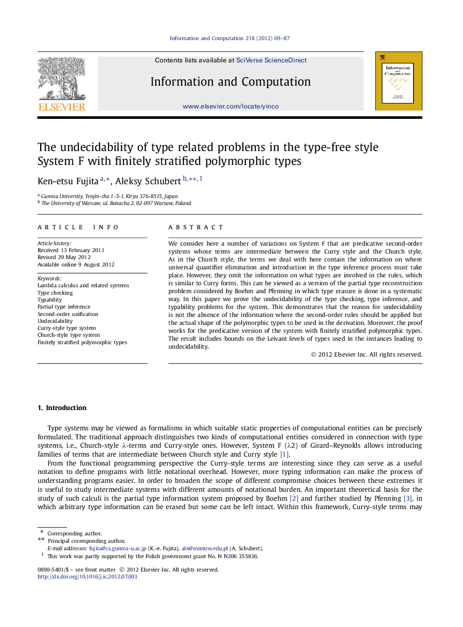 The undecidability of type related problems in the type-free style System F with finitely stratified polymorphic types