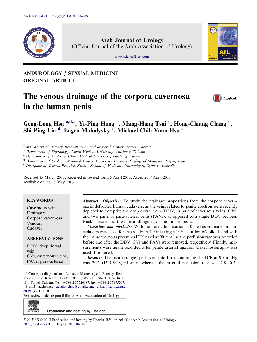 The venous drainage of the corpora cavernosa in the human penis 