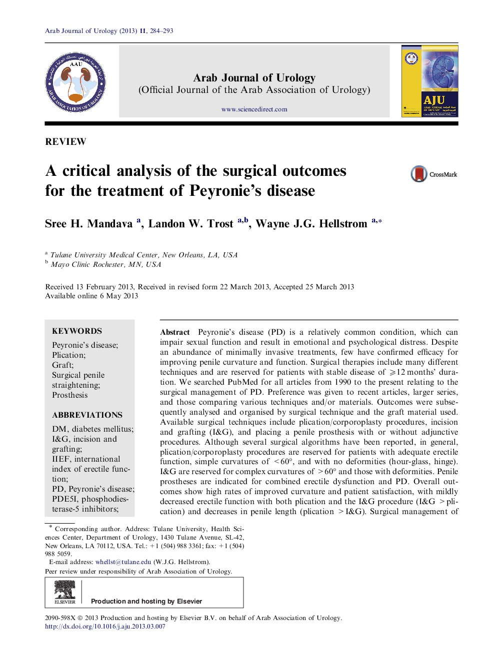 A critical analysis of the surgical outcomes for the treatment of Peyronie’s disease 