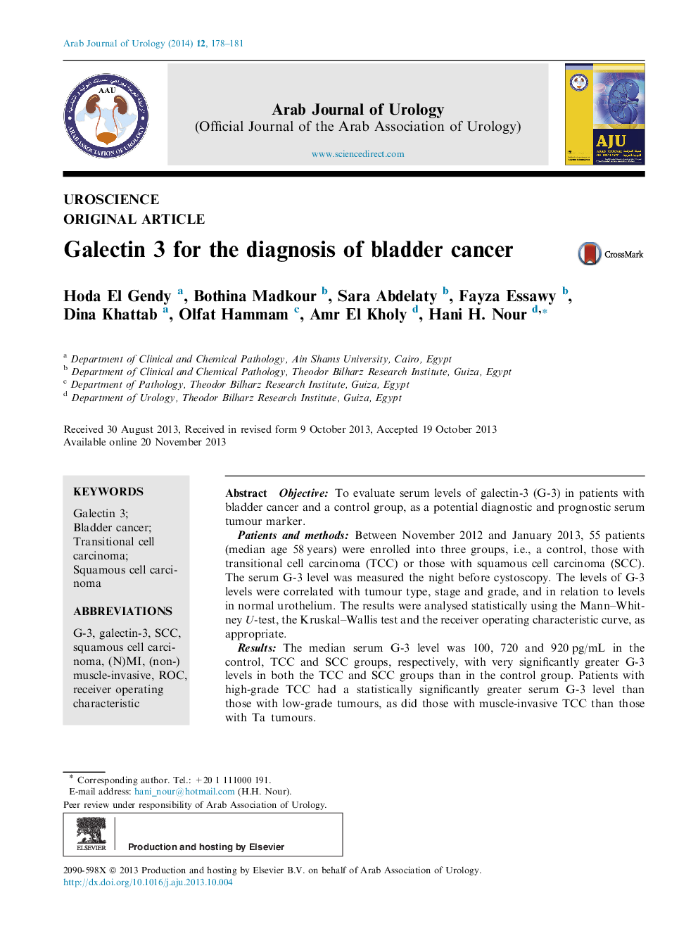 Galectin 3 for the diagnosis of bladder cancer 